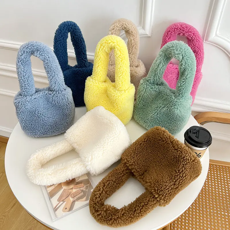 Luxury Designer Handbags Famous Brands Hot Sale 2022 Winter Lambs Wool Leather Tote Bags Women Hand Bags