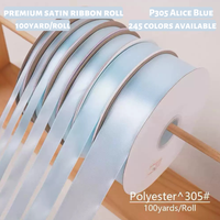 Rouleau de ruban de satin noir double face de 1 pouce en gros pour l'emballage de cadeaux de bouquets de fleurs 100 Yards 245 couleurs tissu de polyester