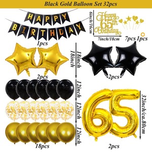 Guirnalda de Globos de Látex y Metalizados con Números Negros y Dorados para Decoración de <span class=keywords><strong>Cumpleaños</strong></span> Número <span class=keywords><strong>65</strong></span>, en Paquete al por Mayor para Fiestas de Hombres y Mujeres - Product Image 2