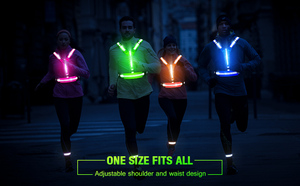 Gilet réfléchissant à LED haute visibilité pour adultes, vêtements pour le travail ou la course en extérieur, avec sangle élastique et ruban lumineux - Product Image 3