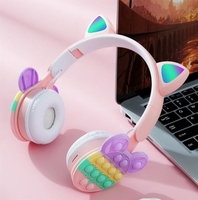 Casque Bluetooth B30 RGB Lumineux Oreilles de Chat, Pliable, avec Support Carte TF, Écouteurs Anti-Stress à Bulles, Sans Fil et Filaire pour Fille