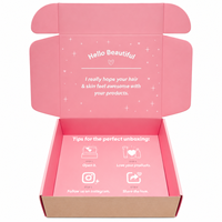 Boîte d'expédition personnalisée en carton ondulé rose pâle avec impression de message intérieur et fourniture d'emballage en gros pour les marques de beauté