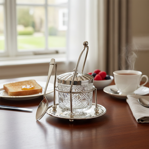 Pot à confiture en argent de style anglais classique de Sheffield, Angleterre, cuillère à marmelade, approuvé par la famille royale, décoration d'intérieur, restaurants - Product Image 3