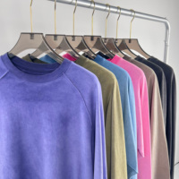 T-shirt à manches longues en coton épais 270 GSM, coupe oversize avec épaules tombantes, finition tie-dye délavée, style streetwear, pour homme