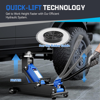 Cric hydraulique de sol pour voiture en acier allié de 3 tonnes, efficace, avec levage rapide et patins en caoutchouc en forme de croix