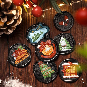 Sello de cera cabeza de sello Latón Nueva SERIE DE Navidad Embalaje de regalo de vacaciones sobre Sello de tarjeta de felicitación Cabeza de latón macizo relieve mate - Product Image 1