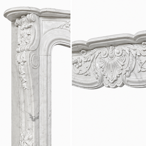 Cheminée en marbre personnalisée, moderne, sculptée à la main, luxueuse, en marbre blanc, avec manteau de cheminée en marbre - Product Image 3
