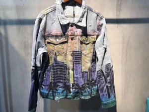 Stock personnalisé pour hommes sous marque privée OEM <span class=keywords><strong>veste</strong></span> <span class=keywords><strong>en</strong></span> <span class=keywords><strong>jean</strong></span> pour hommes peinte à la main <span class=keywords><strong>en</strong></span> bleu livraison directe - Product Image 5