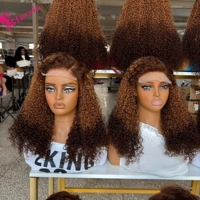 Perruque en cheveux vietnamiens naturels, bouclée Pixie, avec fermeture en dentelle HD, sans colle, entièrement en dentelle frontale