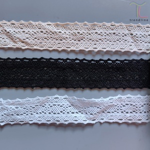 3cm Pure Ivory White Black Gallon Torchon Cotton Woven <strong>Lace</strong> Trim <strong>for</strong> <strong>Sleeves</strong> - Product Image 2