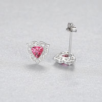 CZCITY Drei Blätter Sterling Silber S925 Elegante Dreieck Rot Herz Ohrring Schmuck für Frauen Großhandel