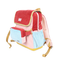 Sac à dos pour enfants en velours côtelé écologique à blocs de couleur, sac banane amovible, sac à dos tout-en-un, grande capacité pour l'école et l'usage quotidien