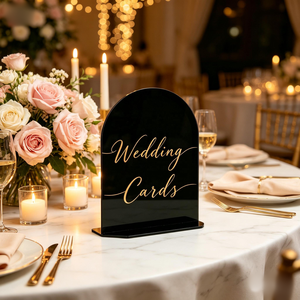 Arched Black Acrylic <b>Wedding</b> <b>Table</b> <b>Number</b> Sign Gold Foil Lettering Tabletop Place Card Stand <b>for</b> <b>Wedding</b> Party Reception Decor - Product Image 3
