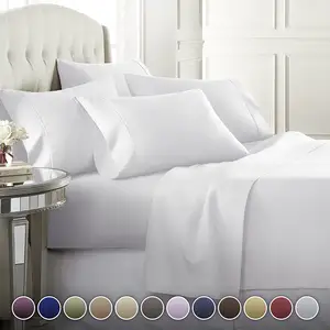 Hotel Textiel Luxe Zachte Microfiber Beddengoed Vel 1800 Count Diepe Zak 4 Stuk Hotel Laken Set Voor Hotel Gebruik