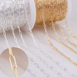 14K saf altın dolgulu 2*5.5mm Paperclip zincir DIY için 925 gümüş kağıt klip Link zinciri kolye bilezik takı yapımı bulgular - Product Image 2