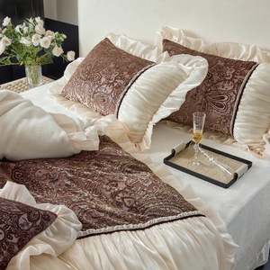 French Style 4 Pcs Milk Velvet Pillow Shams Home Textiles <strong>White</strong> <strong>Ruffles</strong> <strong>Bedding</strong> Warm Duvet Cover <strong>Bedding</strong> Sets Supplier - Product Image 6