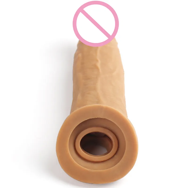 21Cm Penis Extender Mouw Herbruikbare Condooms Dubbele Penetratie Slot Sperma Seksspeeltjes Voor Mannen Seksproducten Intieme Goederen %