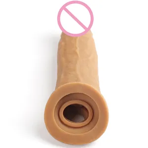 21CM Penis Extender Sleeve Reusable Condoms Double Penetration Lock Sperm Sex Toys For Men Sex Products Intimate Goods%