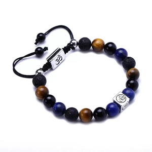 Pulseras de cuentas de lapislázuli de piedra de lava de ojo de tigre tricolor de moda con junta de Metal regalo de joyería trae buena <span class=keywords><strong>suerte</strong></span> <span class=keywords><strong>y</strong></span> <span class=keywords><strong>salud</strong></span> - Product Image 3