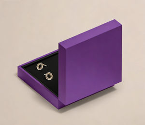 Logotipo personalizado para caja de anillos de cuero PU morado de alta gama y caja de embalaje para joyería - Product Image 6