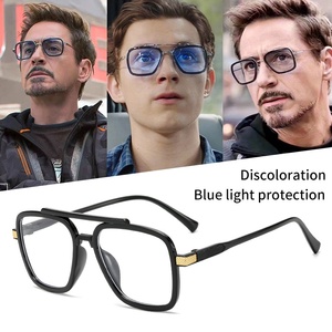 Nuovi Occhiali da Sole a Doppia Montatura con Lenti Cangianti, Stile Iron Man, Occhiali da Sole e Anti-Luce Blu per <span class=keywords><strong>Uomo</strong></span> - Product Image 3