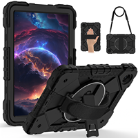 Étui robuste antichute pour T-Mobile Revvl Tab 2 10.1 2025 avec support rotatif à 360°, dragonne et bandoulière, bicolore, pour enfants, OEM ODM