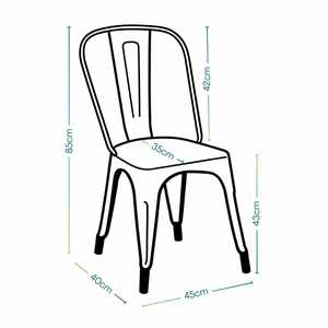 Chaises en métal noir industriel avec dossier haut, 45x40x85 cm, design ergonomique, pieds résistants aux rayures - Product Image 3