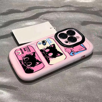 Chat rose nouveau pour iPhone 15 Pro Max étui Compatible pour Apple 14 dessin animé 13/8 Plus 16 dur PC TPU haute tendance produit en boîte
