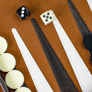 Gioco di strategia da viaggio in pelle Backgammon da 15 pollici marrone Backgammon da tavolo Premium - Product Image 3