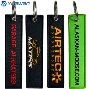 사용자 정의 로고 자동차 비행 양면 자수 패브릭 키 체인/키 태그/열쇠 고리 전에 고품질 제거 - Product Image 6