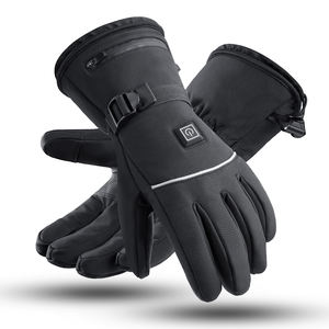 Guantes de esquí de invierno de cuero con aislamiento de alta calidad, correa de muñeca impermeable, guantes de Snowboard de trabajo a prueba de viento, deportes al aire libre, calefacción - Product Image 1