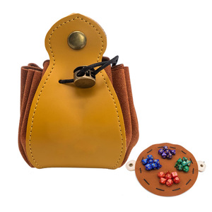 In stock PU leather game dice drawstring storage bag, simple and portable coin, earphone, jewelry accessory storage bag. - Product Image 1
