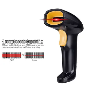 YHDAA Scan Handheld USB 1D Barcode Scanner With Stand Wired CCD Bar Code Reader For Pc System Store Supermarket