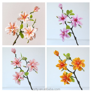 Magnolia artificiel haut de gamme à 4 têtes pour la décoration de mariage, intérieur et extérieur, vente en gros - Product Image 4
