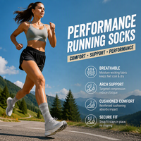 Chaussettes de sport athlétiques en mélange de coton jacquard avec soutien de la voûte plantaire et semelle en tissu éponge pour hommes et femmes, idéales pour la course, la gym et l'entraînement