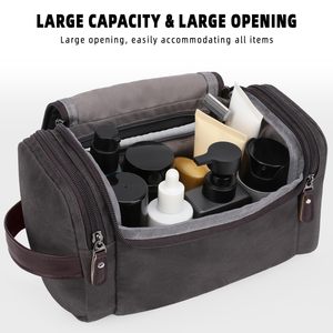 Waxed Canvas <b>Travel</b> Essentials Shaving Dopp Kit Water Resistant <b>Travel</b> <b>Toiletry</b> <b>Bag</b> for Men - Product Image 2