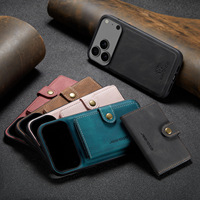 Sarung ponsel kulit, untuk iPhone 17 Pro Max pak kartu untuk iPhone 16 15 14 pelindung telepon bisnis dompet