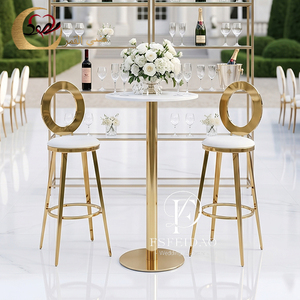 Mesa de Bar Alta de Vidrio Dorado para Bodas y Eventos, Suministros Modernos para Bodas - Product Image 3