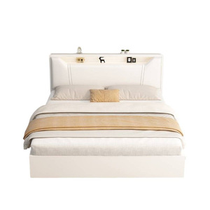 Base de Cama de Madera Maciza Moderna con Cabecera Tapizada, Tamaño King o Queen, Personalizable, Ecológica, para Apartamentos y Hoteles, Precio de Fábrica - Product Image 1
