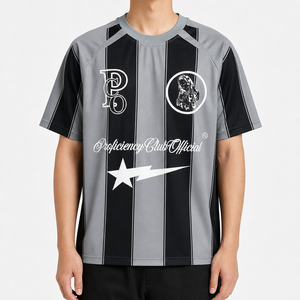 Maillots de football personnalisés à rayures, impression numérique, col rond, manches courtes, légers, séchage rapide, unisexe, streetwear classique, football - Product Image 2
