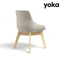 Chaise de salle à manger moderne personnalisable en gros, directement de l'usine, avec pieds en bois naturel, revêtement en similicuir, design ergonomique