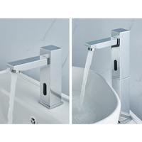 Robinet de lavabo automatique en laiton à trou unique, à montage sur plan, avec cartouche céramique moderne, à capteur de mouvement, sans contact, à induction, pour maison et villa