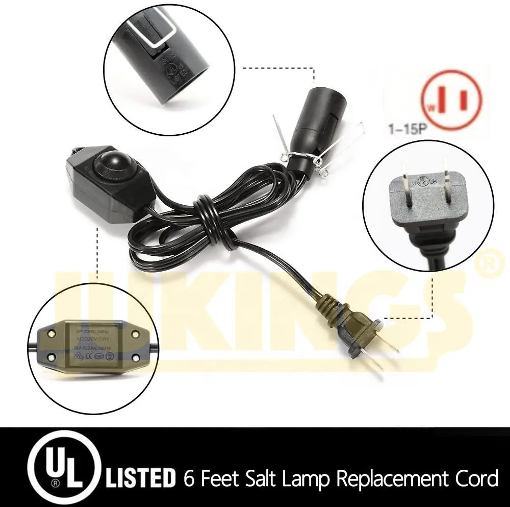 Haraqi Himalayan Salt Lamp Cords with Dimmer Switch Original Replacement Cords CUL Listed Cords 18AWG