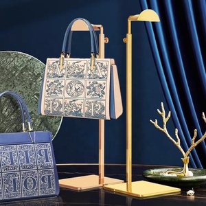 热卖柜台顶黑色可调单侧袋架不锈钢手提包展示架金色钱包架 - Product Image 5