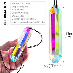 Suncatchers kristal pembuat pelangi cerah warna-warni liontin kristal Menara tongkat Aura malaikat pelangi alami persegi panjang - Product Image 5