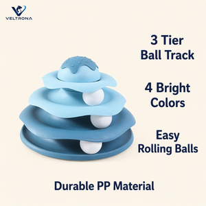 Juguete Giratorio de 3 Niveles para Gatos, Pista de Bolas Rodantes, Torre de Juego Interactiva para Gatos en Interiores, Diseño de Borde Festoneado, 4 Opciones de Color - Product Image 1