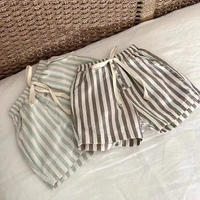 Nouvelles Pantalons Sarouel Rayés d'Été pour Garçons et Filles, Vêtements Décontractés en Coton Respirant pour Enfants, Longueur Mi-Mollet, Mode Bébé