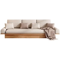 Canapé en bois massif Wabi-sabi en forme de L, trois places, style japonais, bois naturel, minimaliste moderne, ensemble de canapés combinés nordiques avec rangement