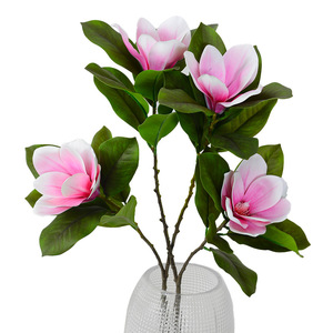 Fleur Artificielle Magnolia Rose et Blanche Effet 3D Doux au Toucher en PVC pour Décoration Intérieure et Accessoires de Mariage - Product Image 5