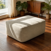 Pouf carré en velours côtelé, repose-pieds, tabouret cube rembourré doux pour salon, meubles de maison